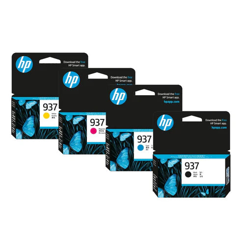 937 HP Set of 4 Inks with 1 each Black, Cyan, Magenta & Yellow