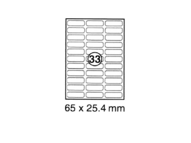xel-lent 33 labels-sheet, rounded corners, 65 x 25.4 mm, 100 sheets-pack