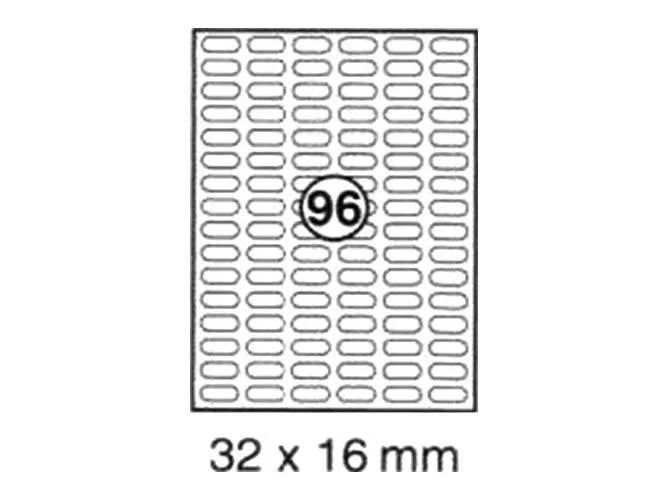 xel-lent 96 labels-sheet, rounded corners, 32 x 16 mm, 100sheets-pack