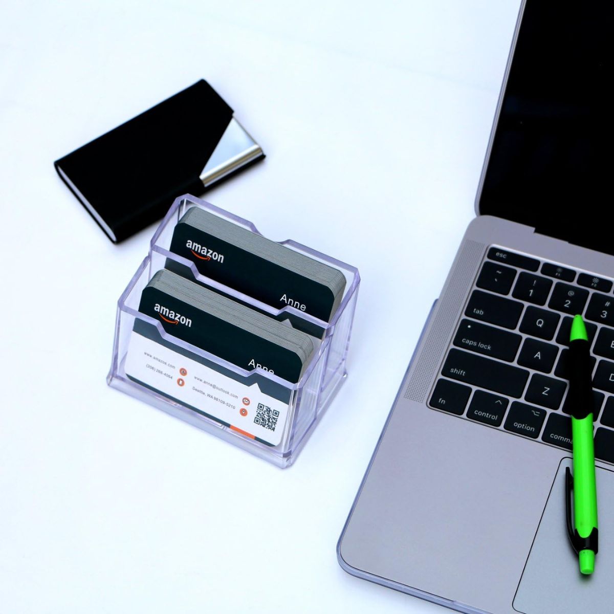 Business Card Holder 2 Tiers Acrylic Visiting Card Holder Stand