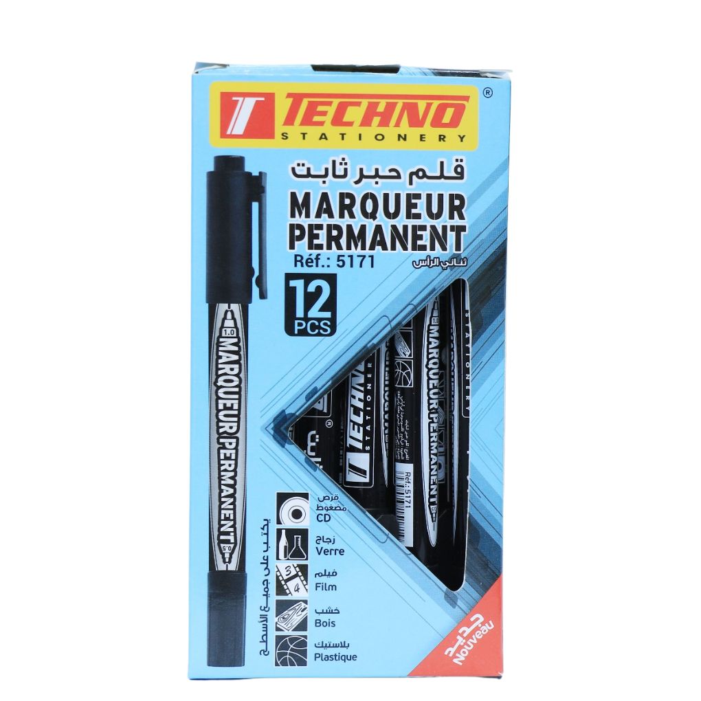 Double Sided Permanent Marker Black,Twin Markers (Pack Of 12 Pcs)