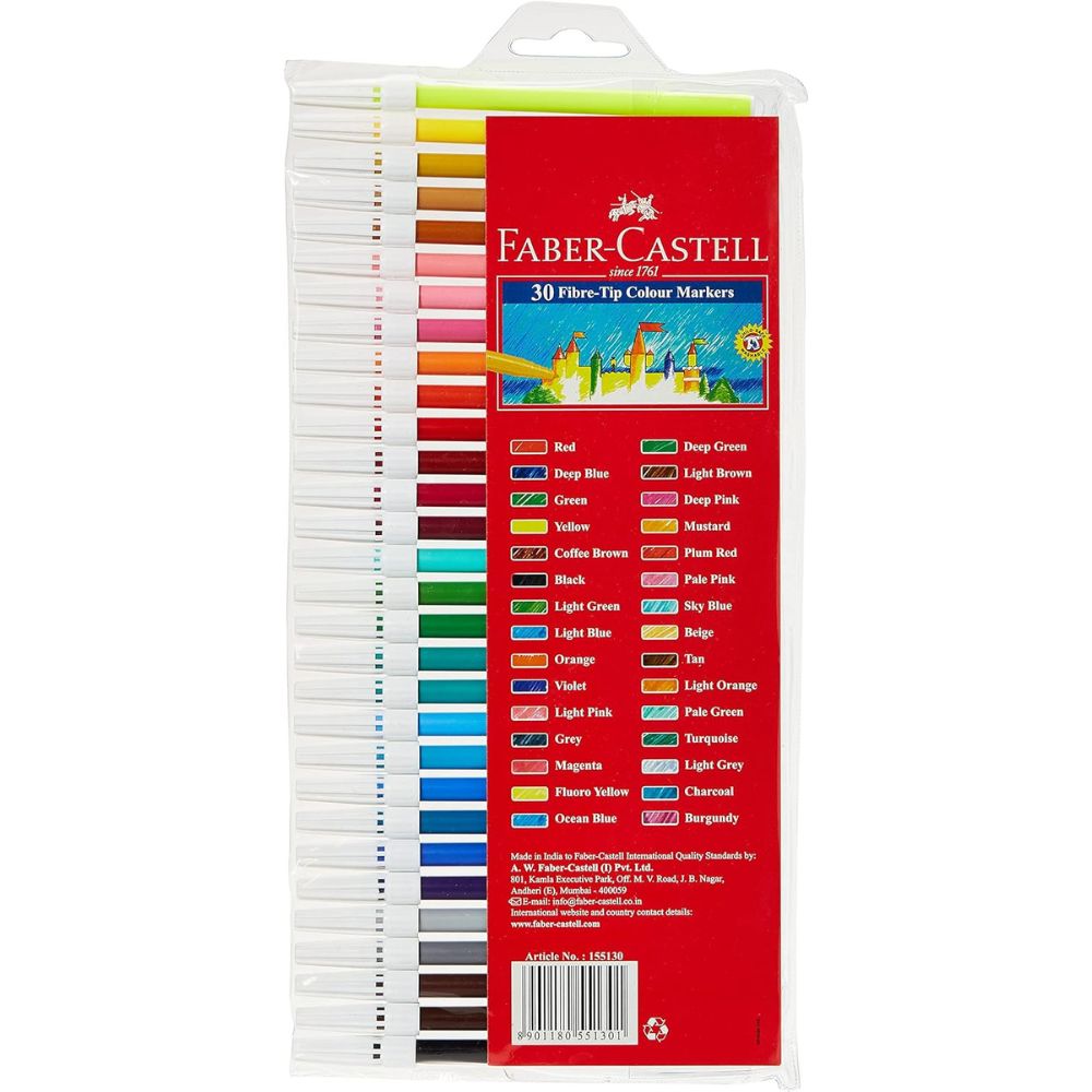 Faber Castell Fibre Tip Markers 12 / 20 / 30 Colours Set