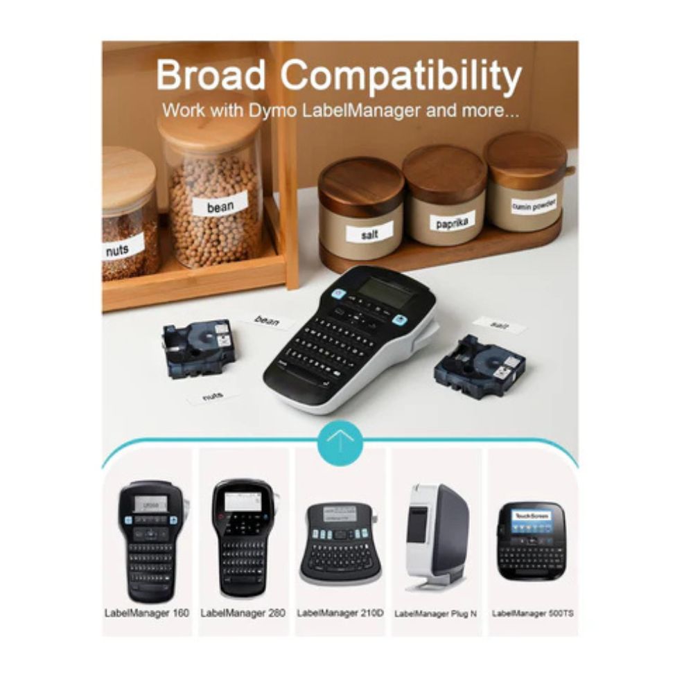 3-Pcs Compatible White on Black D1 45021 Label Maker Refill Cassette for LabelManager 160