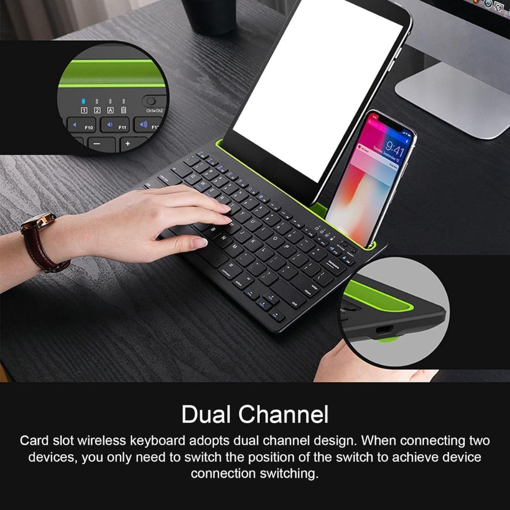Wireless Dual Channel Multi Device Bluetooth Keyboard for Pc,  Mac, Laptop, Smartphone, SmartTv, Tablet