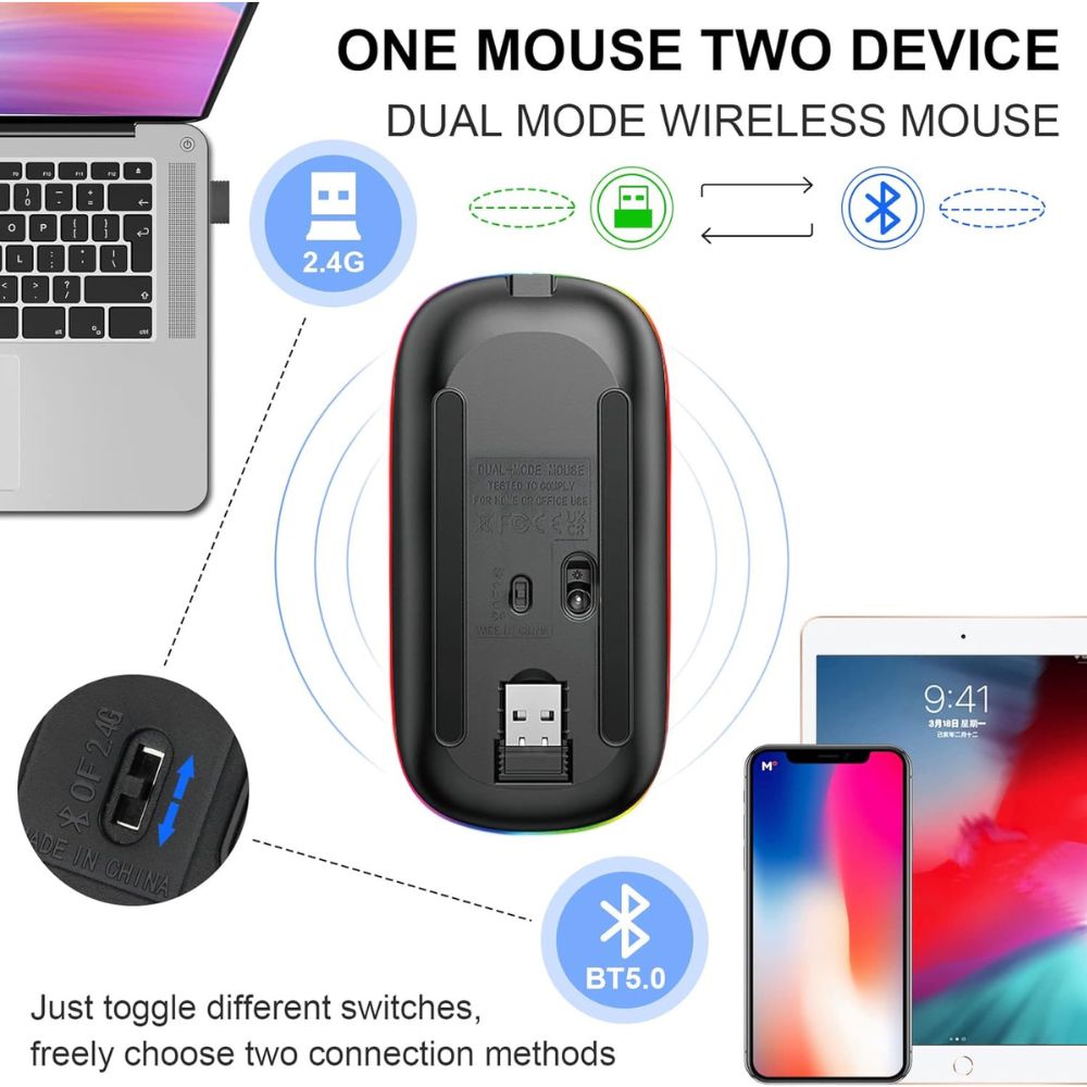 Wireless Bluetooth LED Mouse Rechargeable