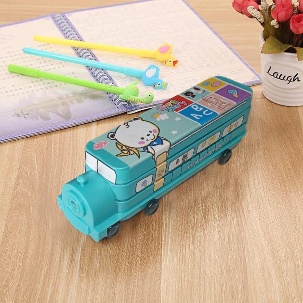 Train Metal Pencil Box Multi Sections