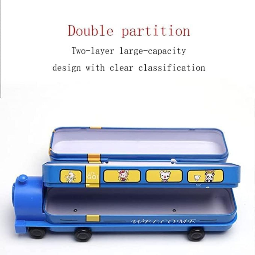Train Metal Pencil Box Multi Sections