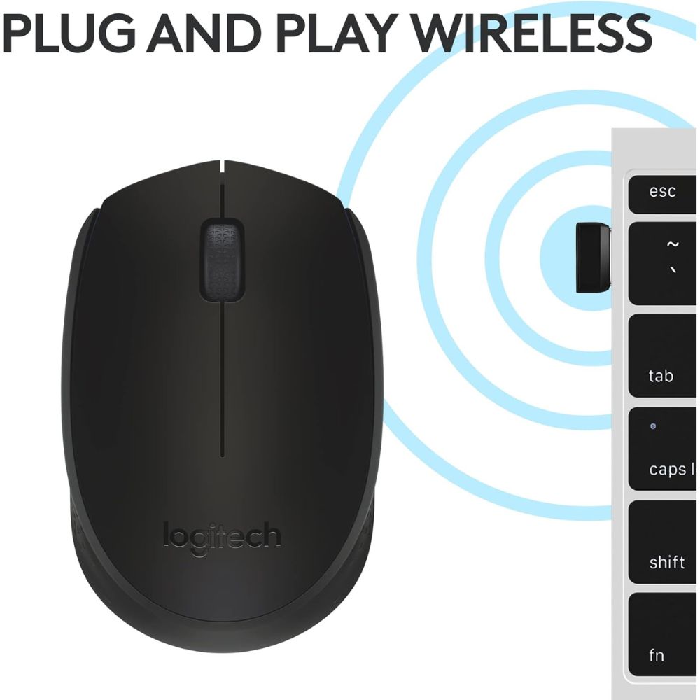 Logitech M171 Wireless Mouse for PC, Mac, Laptop, 2.4 GHz,