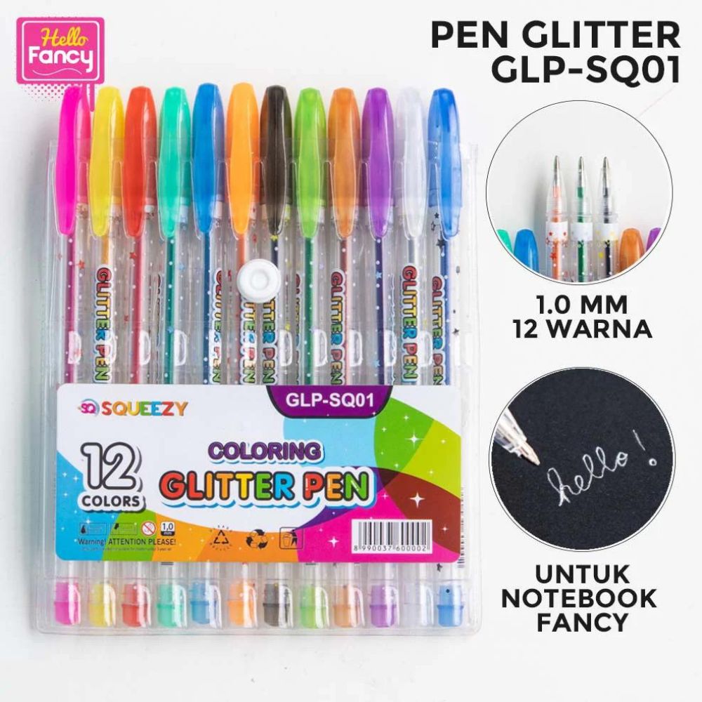 Glitter Gel Pen Set (Pack Of 12)