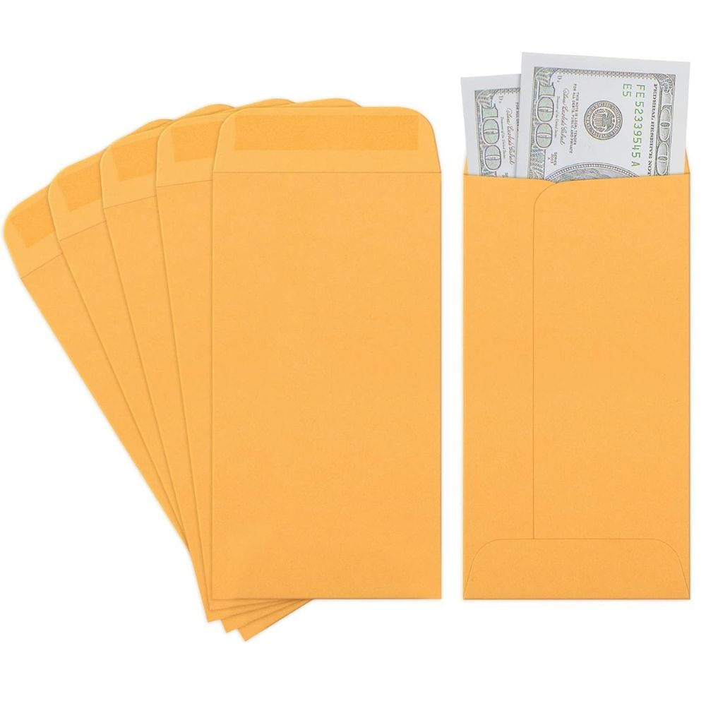 Cash Envelope 9.5 x 4.5 Brown Self Adhesive (Pack Of 50)