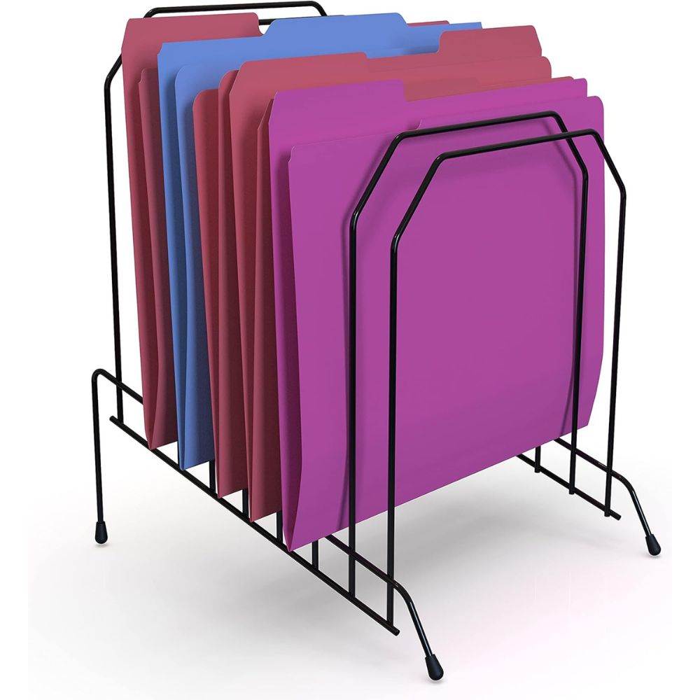 Office Metal Incline Desktop File Sorter 8 Compartments Black