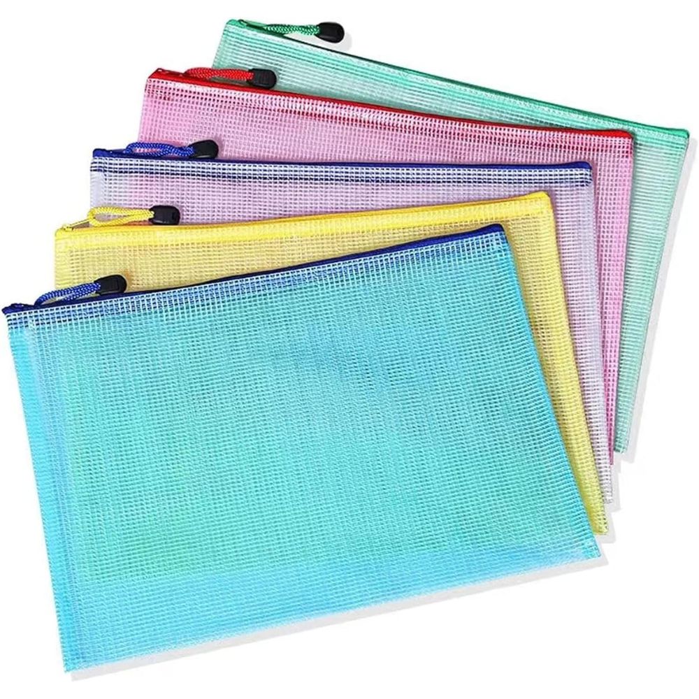 A4 Files Folder Mesh Document Files Plastic Wallet (Pack Of 5)