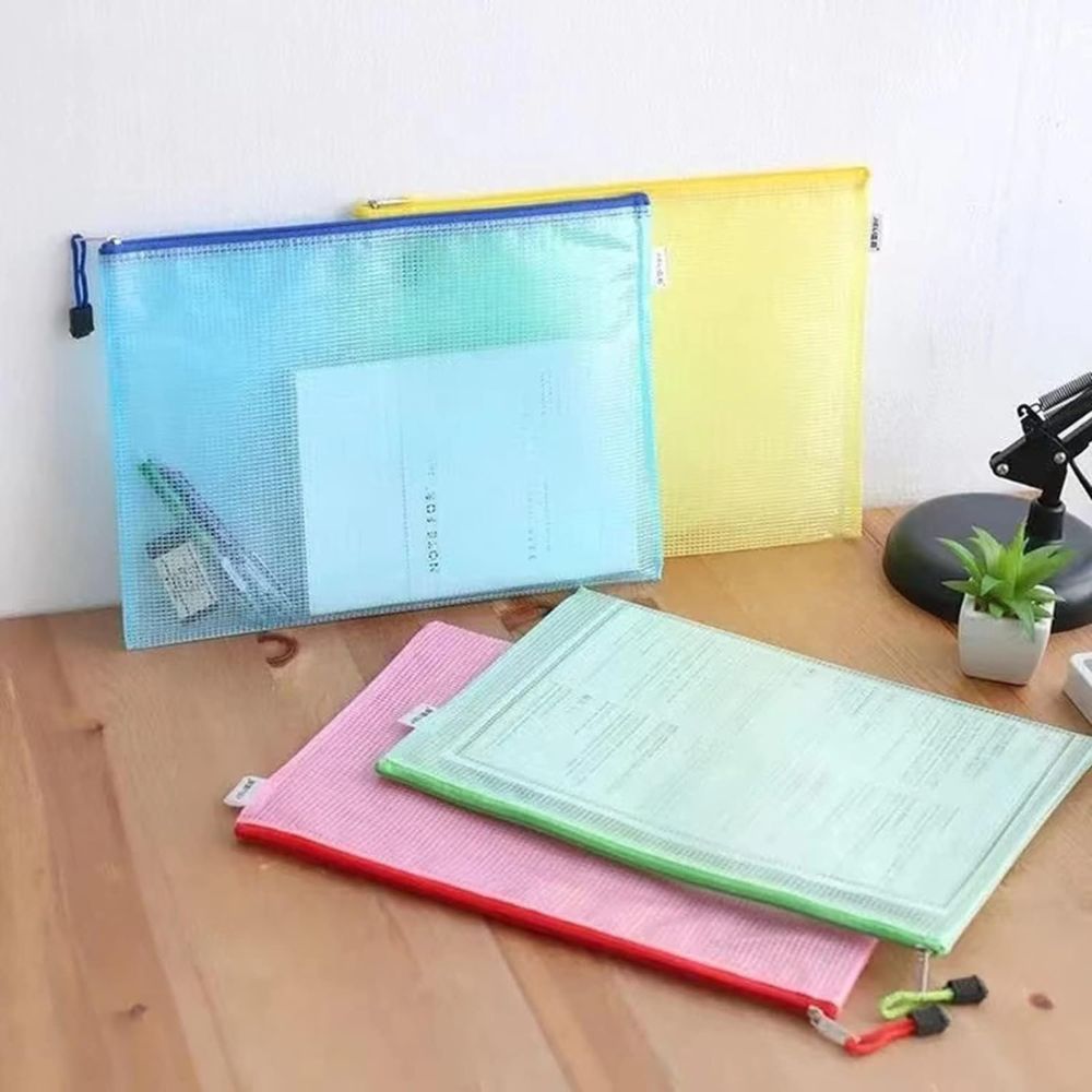 A4 Files Folder Mesh Document Files Plastic Wallet (Pack Of 5)