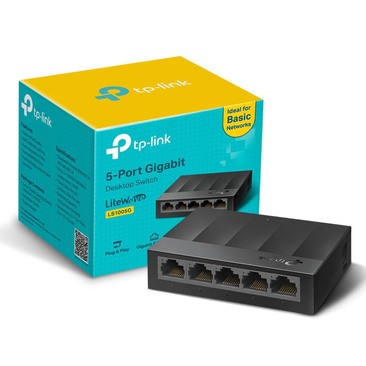 TP-Link LS1005G 5-Port Desktop/Wallmount Gigabit Ethernet Switch/Hub