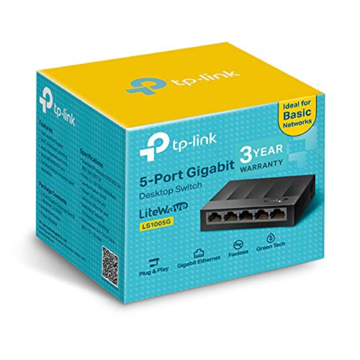 TP-Link LS1005G 5-Port Desktop/Wallmount Gigabit Ethernet Switch/Hub