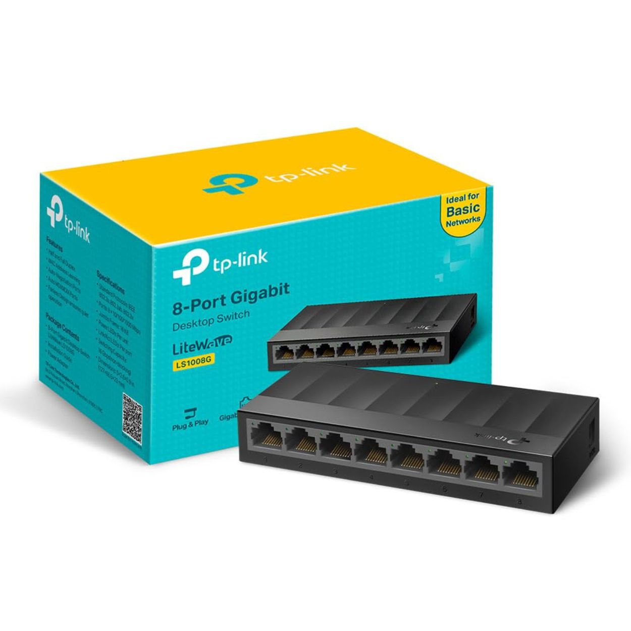 TP-Link LS1008G 8-Port Desktop/Wallmount Gigabit Ethernet Switch/Hub, Ethernet Splitter