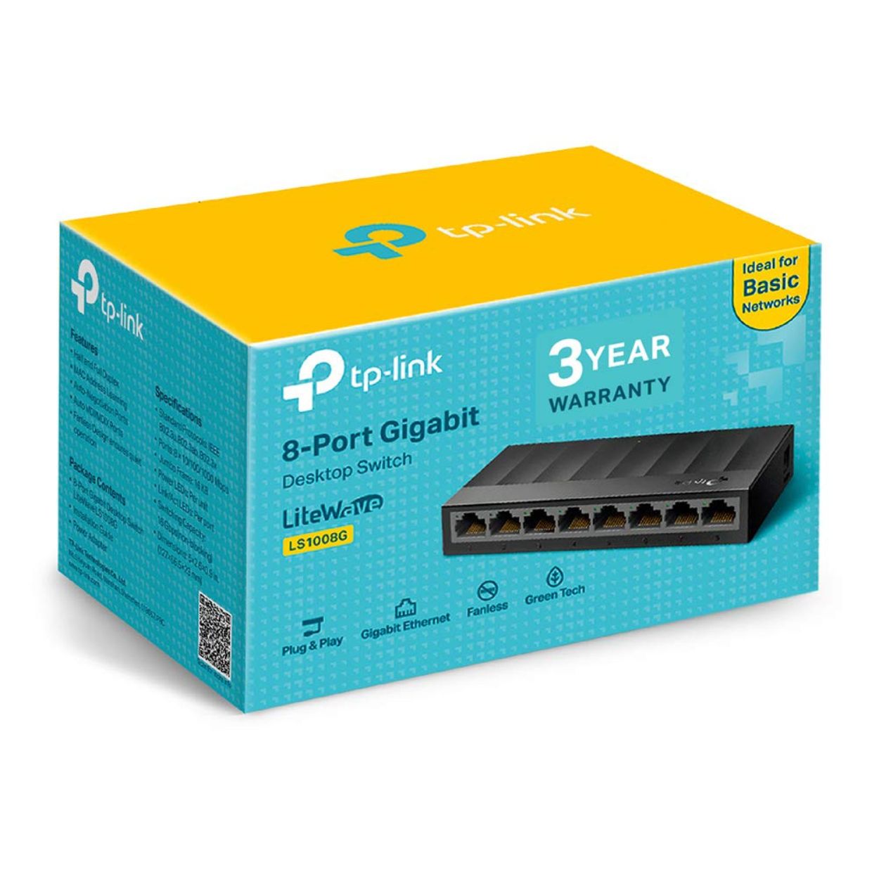 TP-Link LS1008G 8-Port Desktop/Wallmount Gigabit Ethernet Switch/Hub, Ethernet Splitter