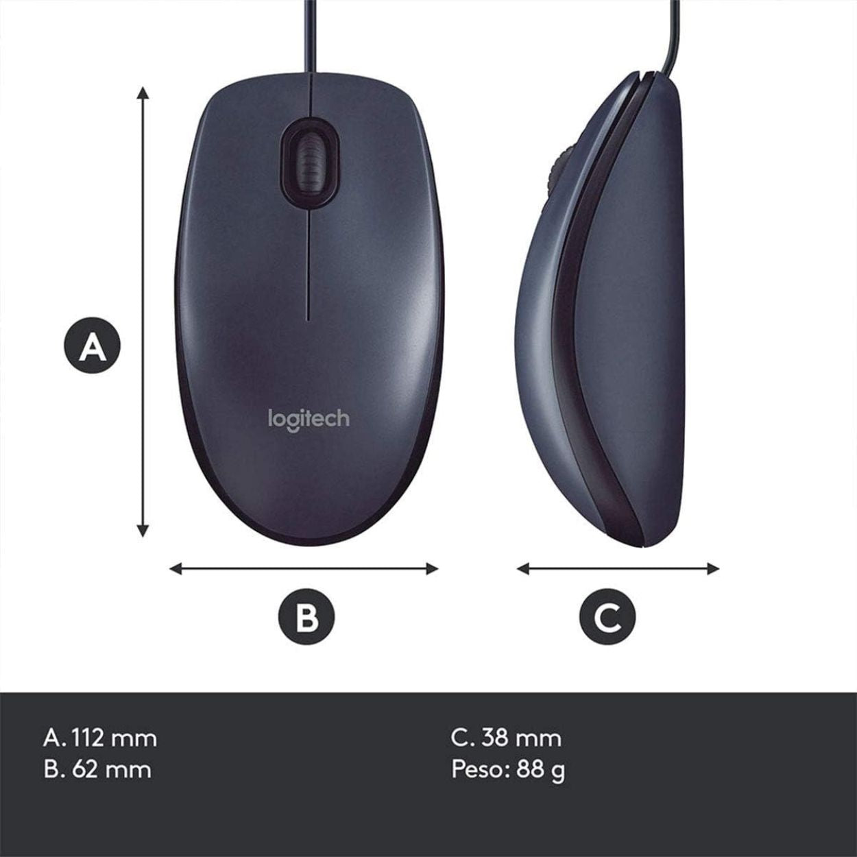 Logitech M100 Wired Optical USB Mouse Black