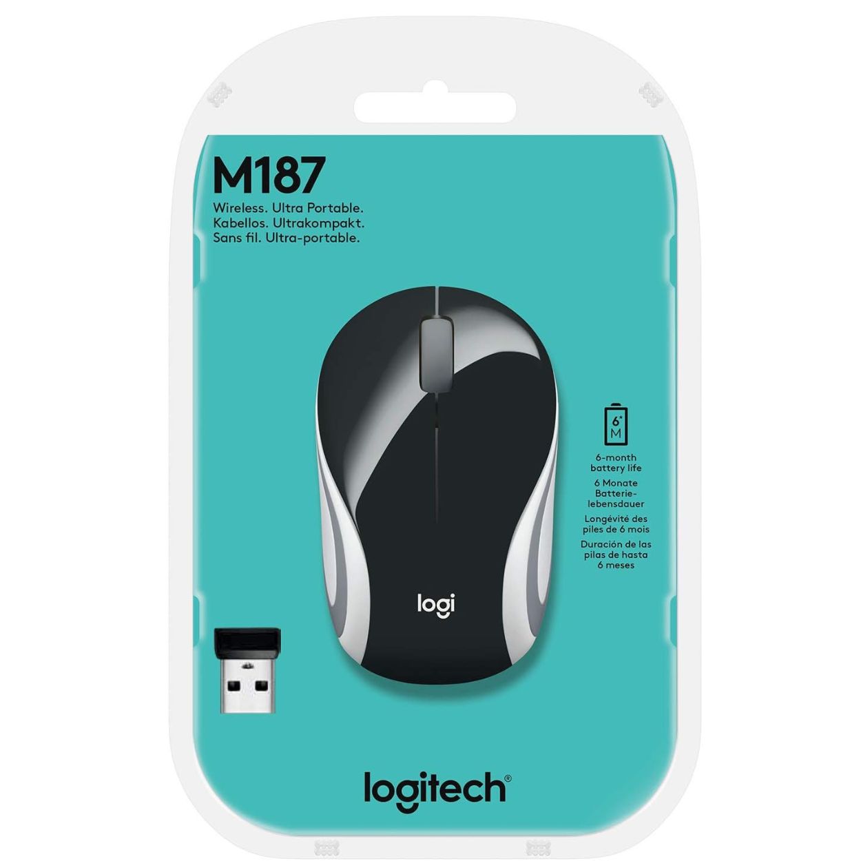 Logitech M187 Ultra Portable Wireless Mini Mouse, 2.4 Ghz