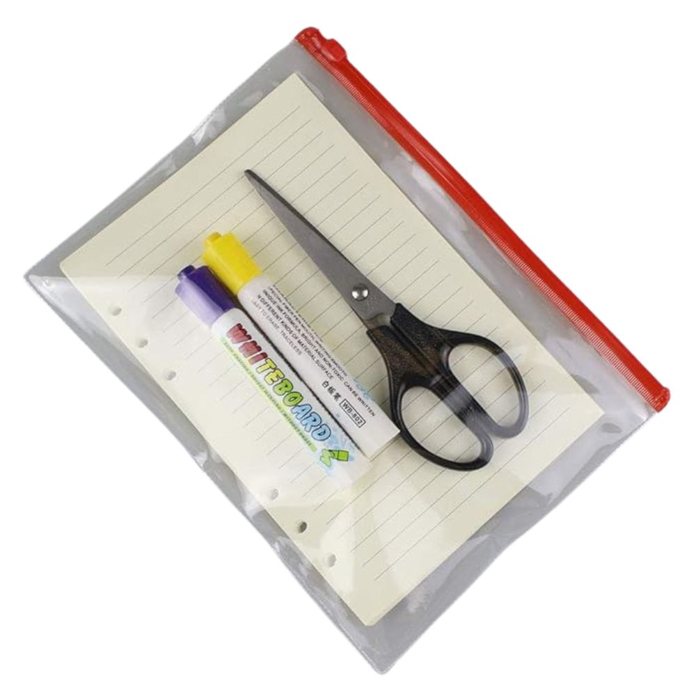 A5 Size Zipper File Bags, Zippered Plastic Poly Envelope, (Pack Of 10)