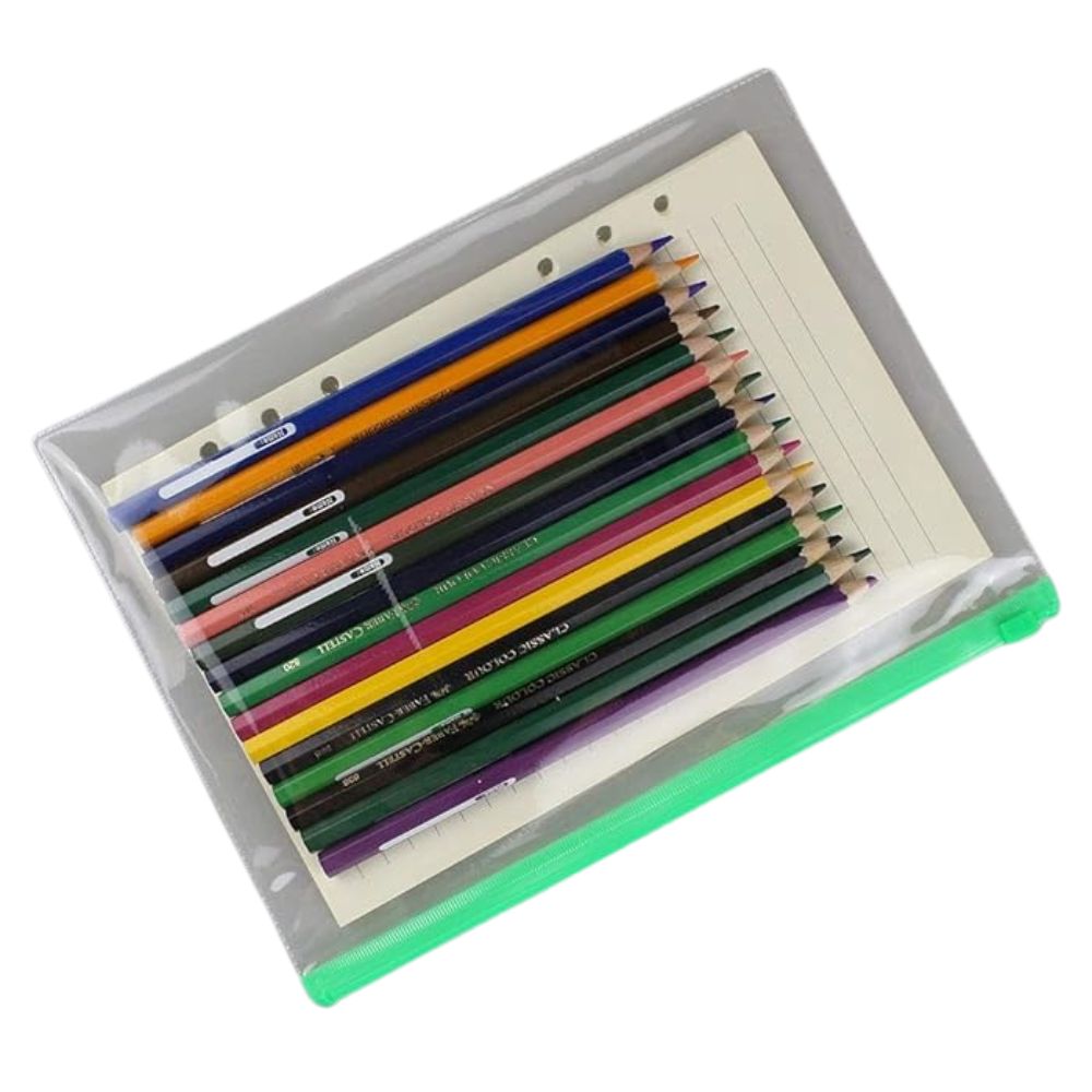 A5 Size Zipper File Bags, Zippered Plastic Poly Envelope, (Pack Of 10)