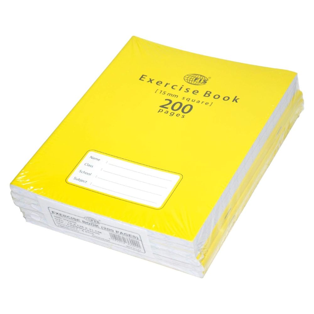 Exercise Books, Size 16.5x21cm, 200 Pages, 15mm Square Lines with Left Margin