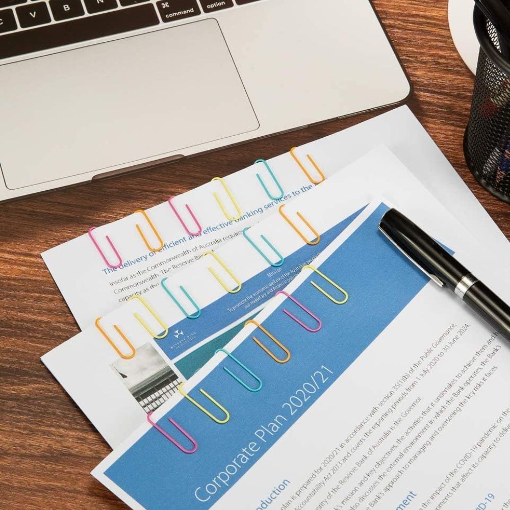 Paper Clips Gem Clips 28mm Assorted Colours (Pack Of 100 Clps)