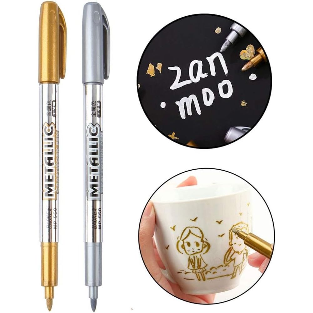 Metallic Markers Gold and Silver Metallic Permanent Markers (1 Pcs)