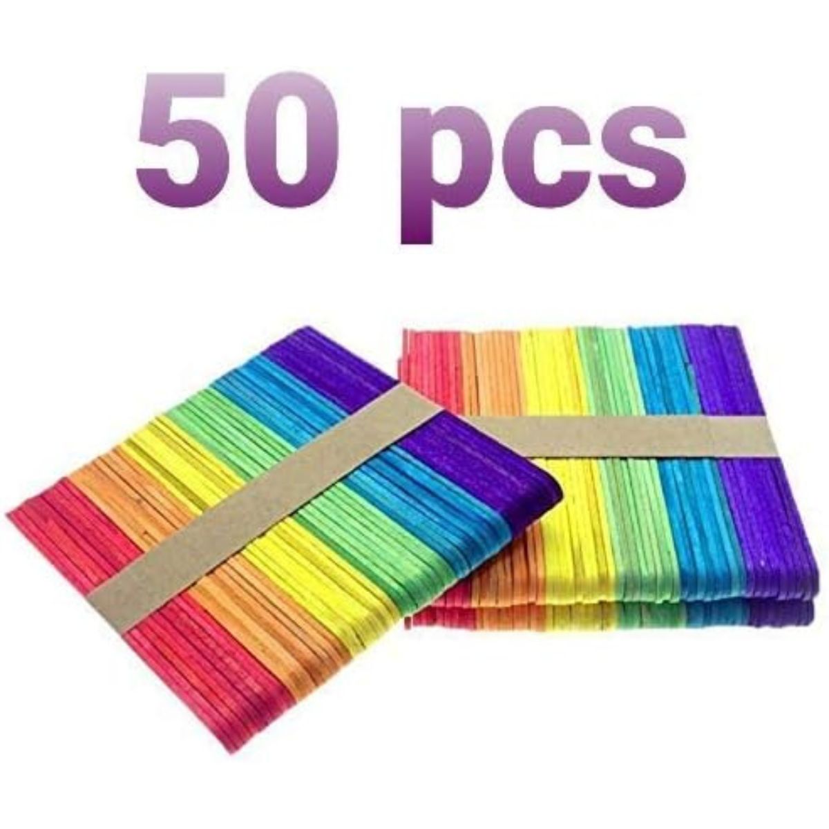 Ice Cream Sticks 1.5 CM (Pack Of 50) (Pack Of 100) (Pack Of 200) White & Coloured