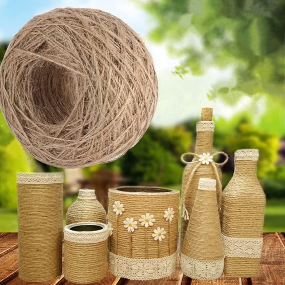 Natural Jute Roll 50m Lenght 2mm For Arts and Crafts, Gift Wrapping (Pack Of 3)