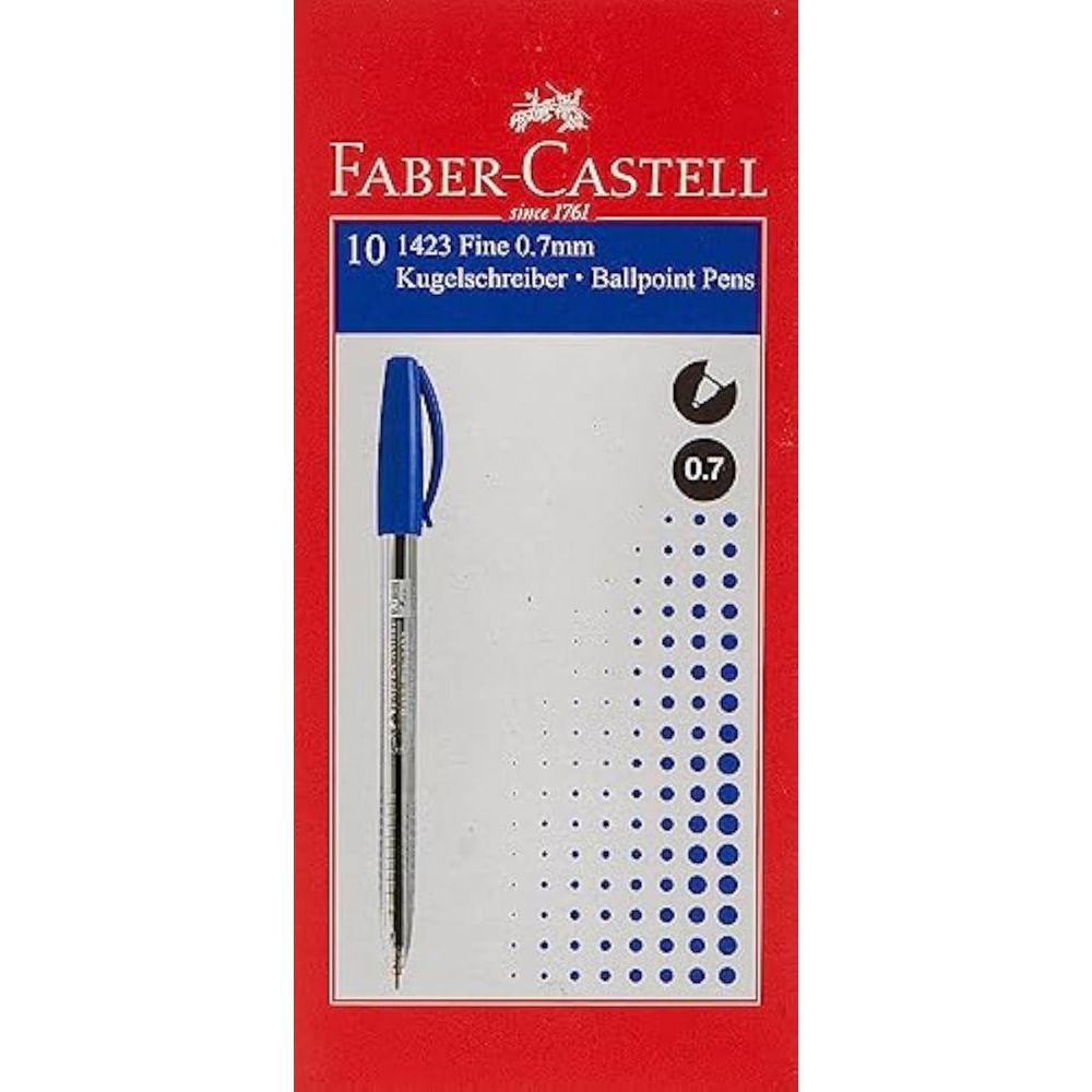 Faber Castell Ball Pen 1423 0.7Mm (Pack Of 10 Pcs) Blue, Black, Red