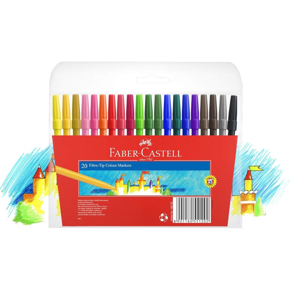 Faber Castell Fibre Tip Markers 12 / 20 / 30 Colours Set