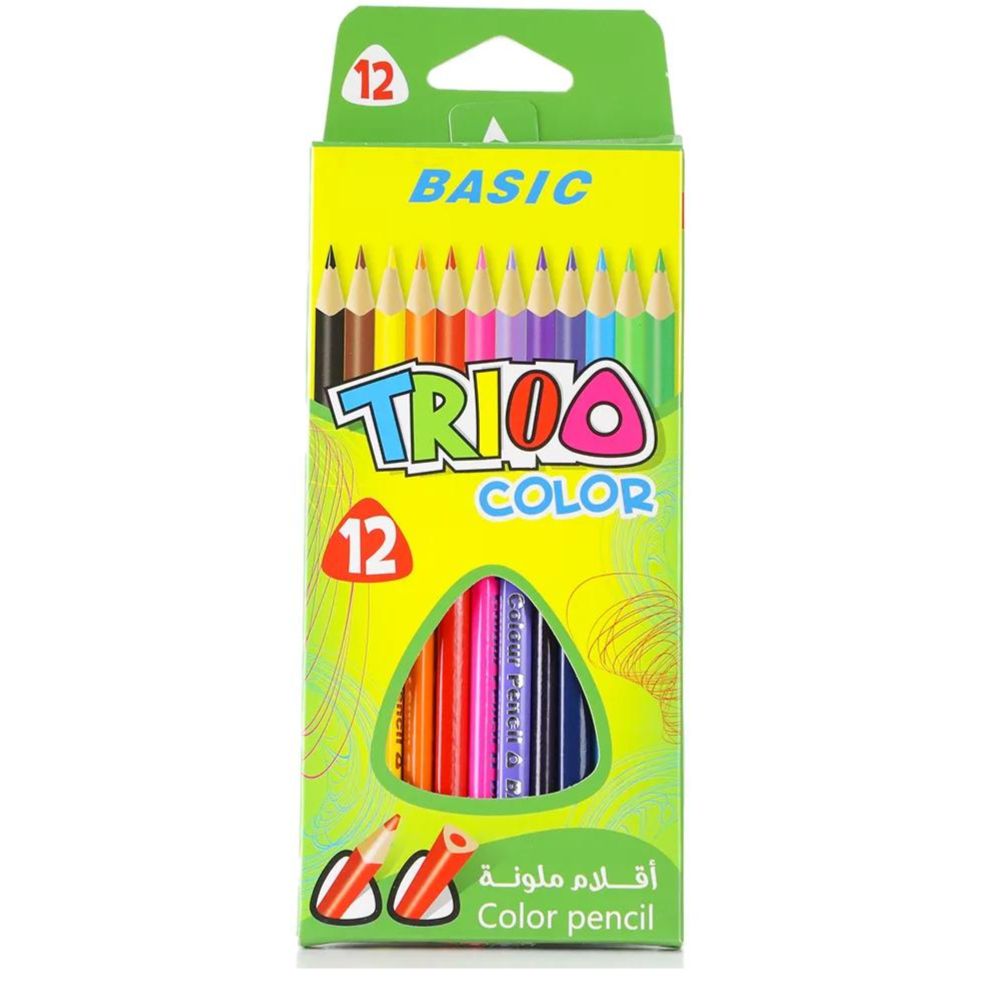 Basic Triangle Shape Medium & Large Size 12 Colour Pencils