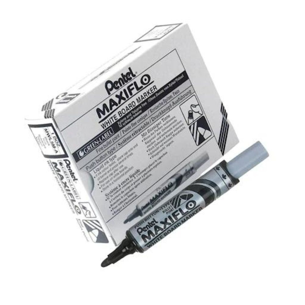 Pentel Maxiflo Whiteboard Markers Chisel Tip (Pack Of 12)
