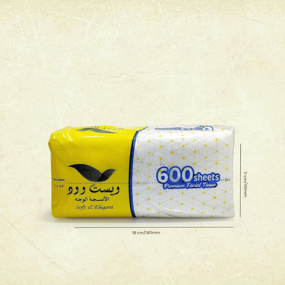 Tissue, 600 Sheets, 2 Ply, (Pack Of 5) (Pack Of 10) (Pack Of 25)