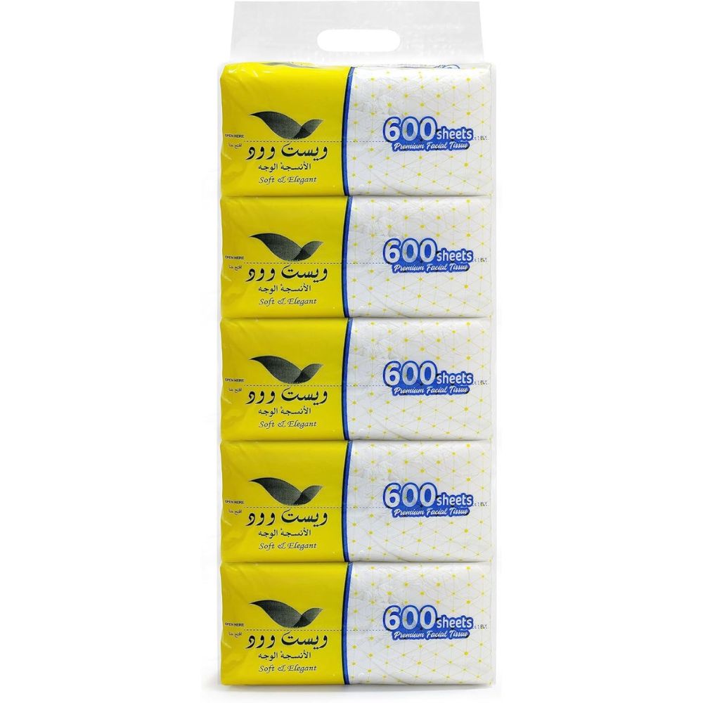 Tissue, 600 Sheets, 2 Ply, (Pack Of 5) (Pack Of 10) (Pack Of 25)