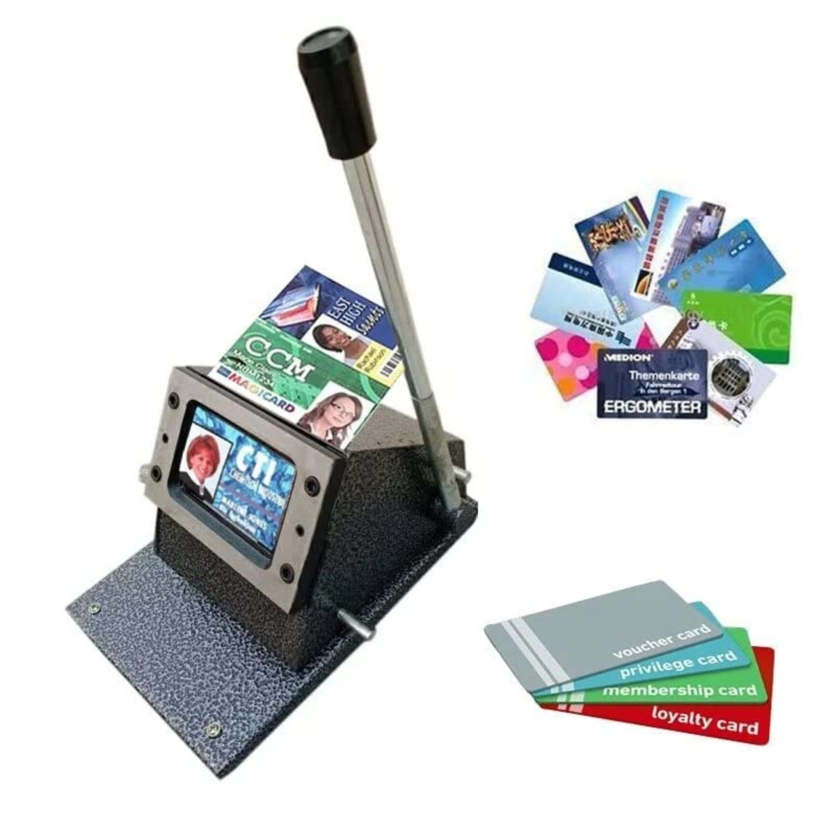 Heavy Duty PVC ID Card Die Cutter Full Metal Body Rounded Corners