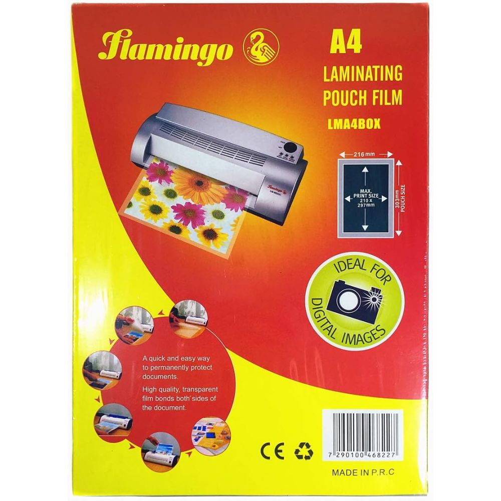 Flamingo High Gloss Crystal Clear Laminating Pouch Lamination Film - A4 100 Pouches