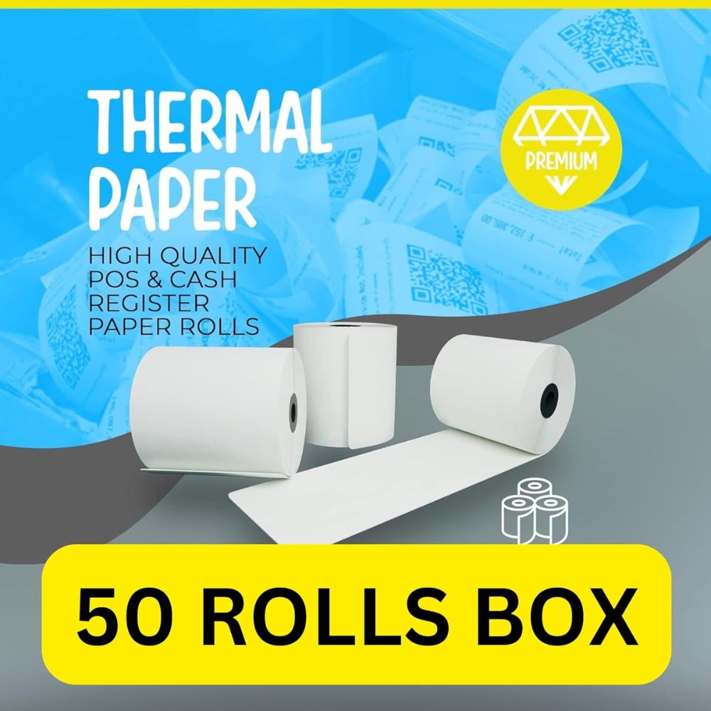 Thermal Roll 48 Gsm Paper Till Receipt Roll, for EPOS Printer, 80x80 Box Of 50 Rolls