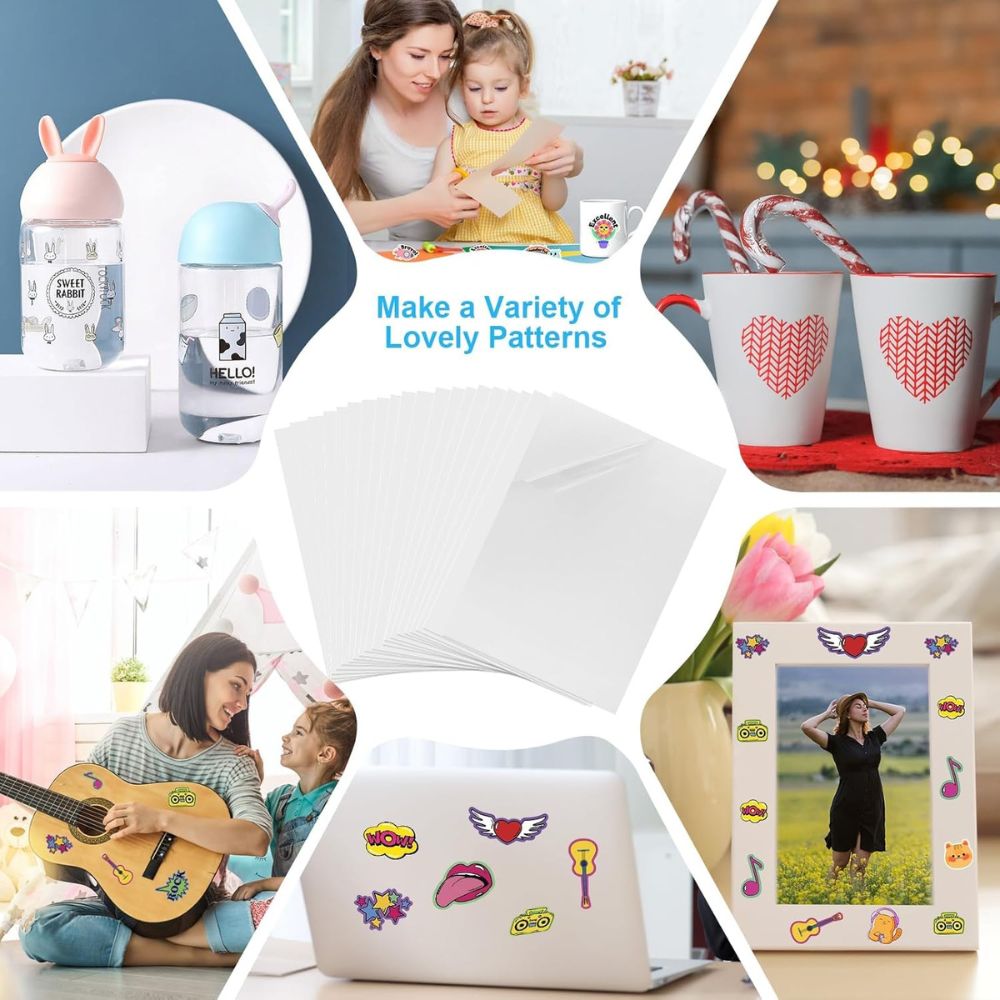 A4 Vinyl Sticker Film, Transparent Clear Self-Adhesive Stickers for Printing, Printer Paper, Quick Drying Sticker Paper for Inkjet Printers and Laser Printers, 20 sheets