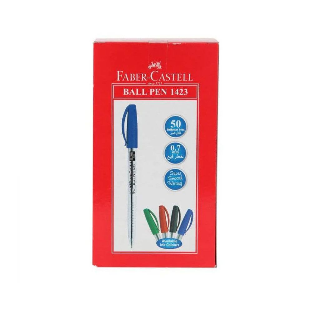 Faber Castell 1423 Ballpen, 0.7mm, Blue, 50 Pcs/Box