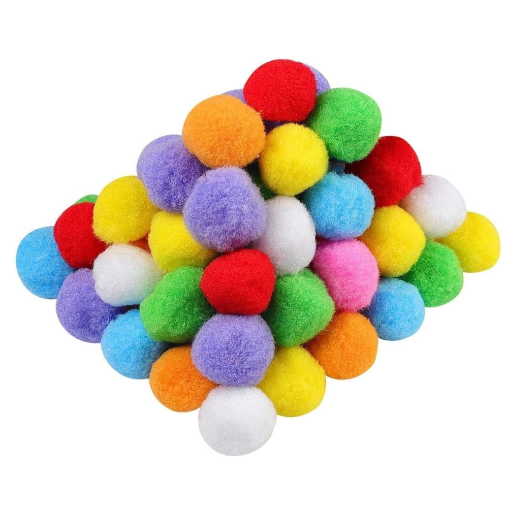 100 Pcs Pom Poms – Multi-Colored Pompoms for Arts and Crafts, Soft & Fluffy Puff Balls in Reusable