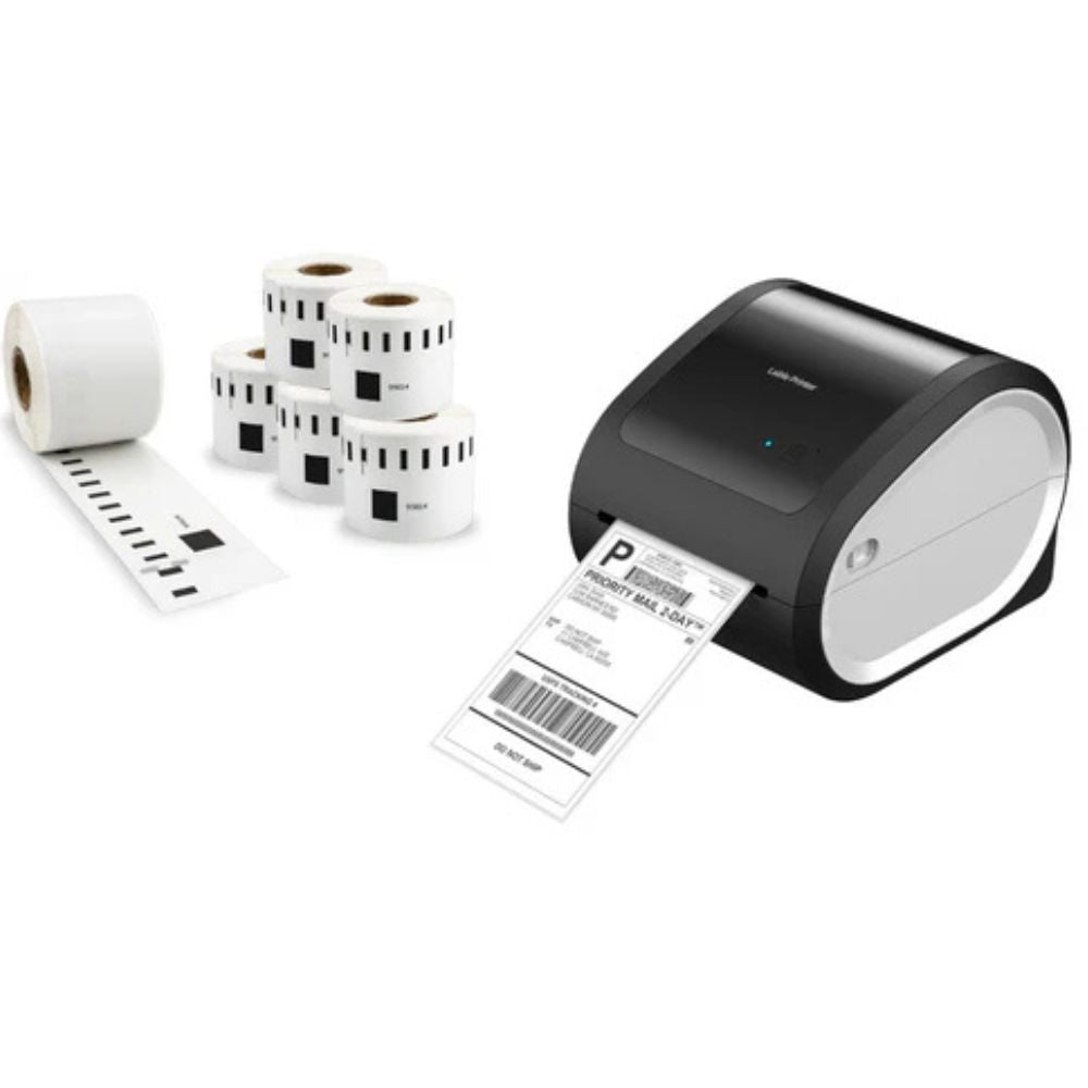 6XL Label Printer with 5 rolls of 99014 Labels - 54mm x 101mm -220 labels per roll
