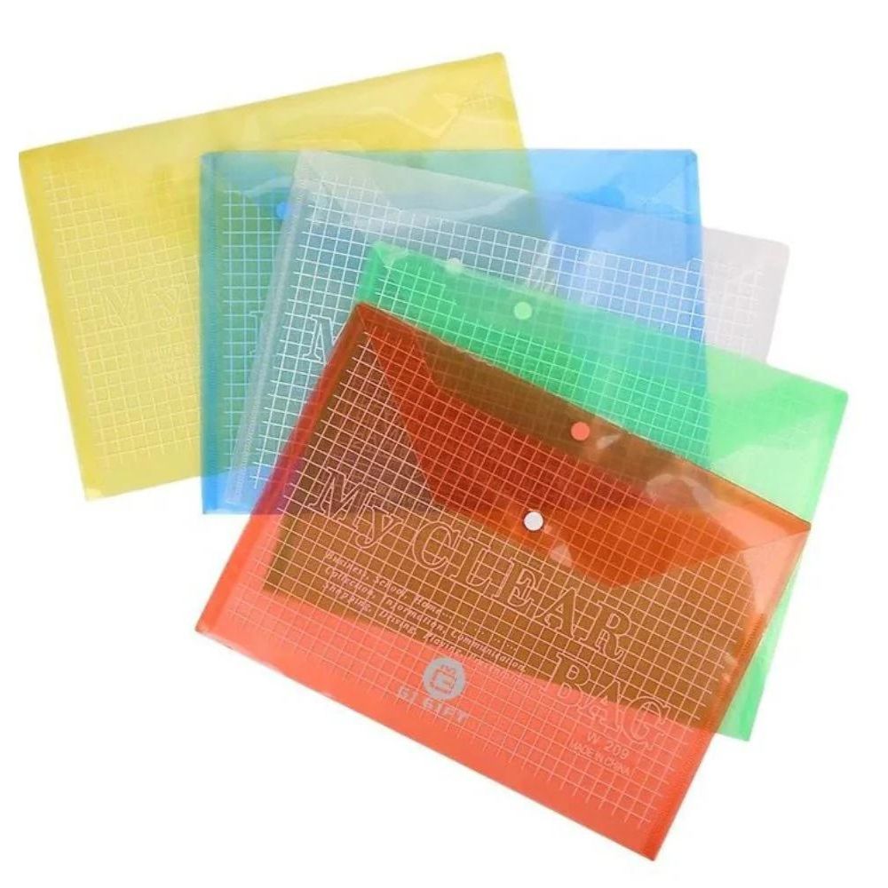 Clear Bag 9C Button Folder (Pack Of 5)