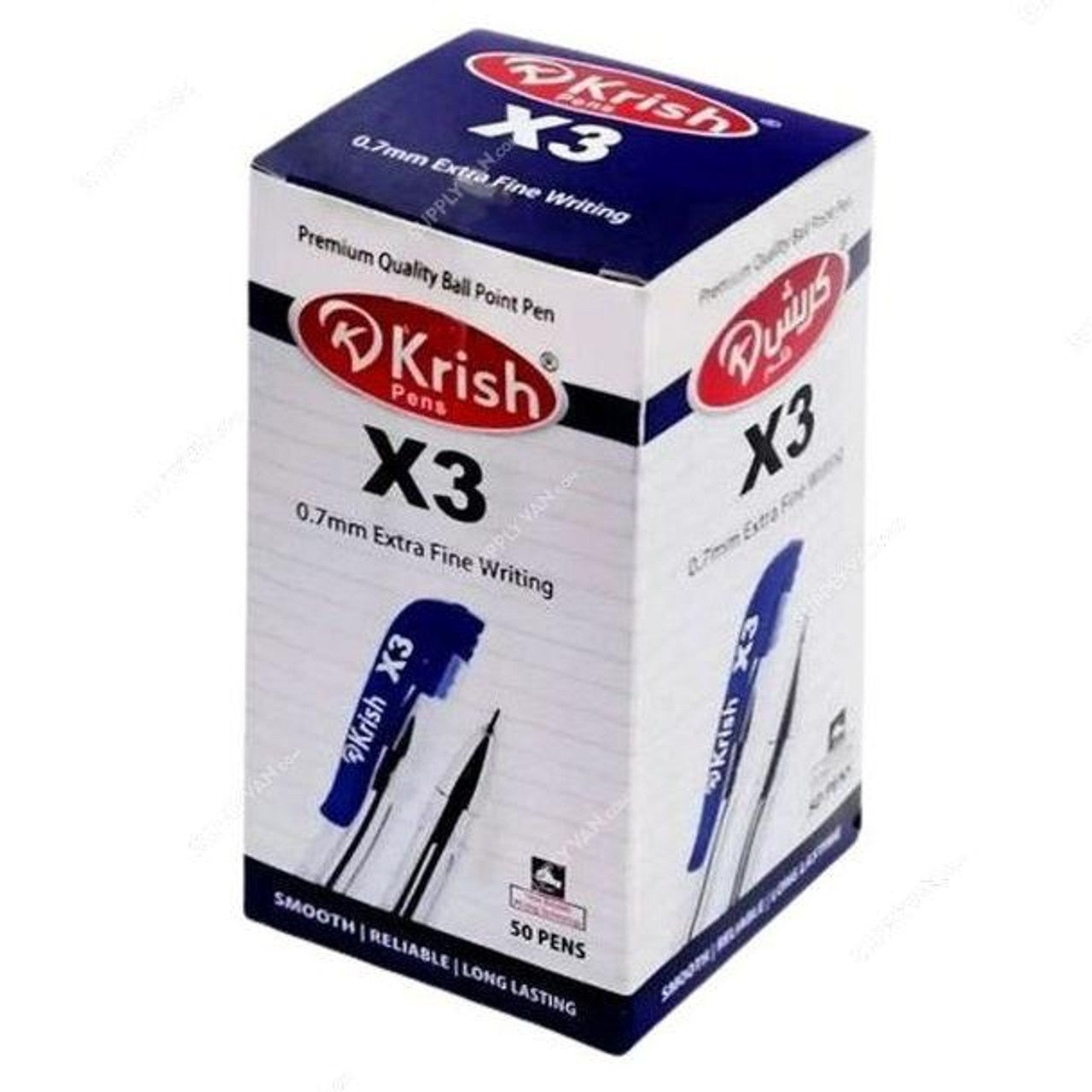 Krish 0.7MM Ball Pen Blue/Black X3 Grippy 50 Pcs/Pack