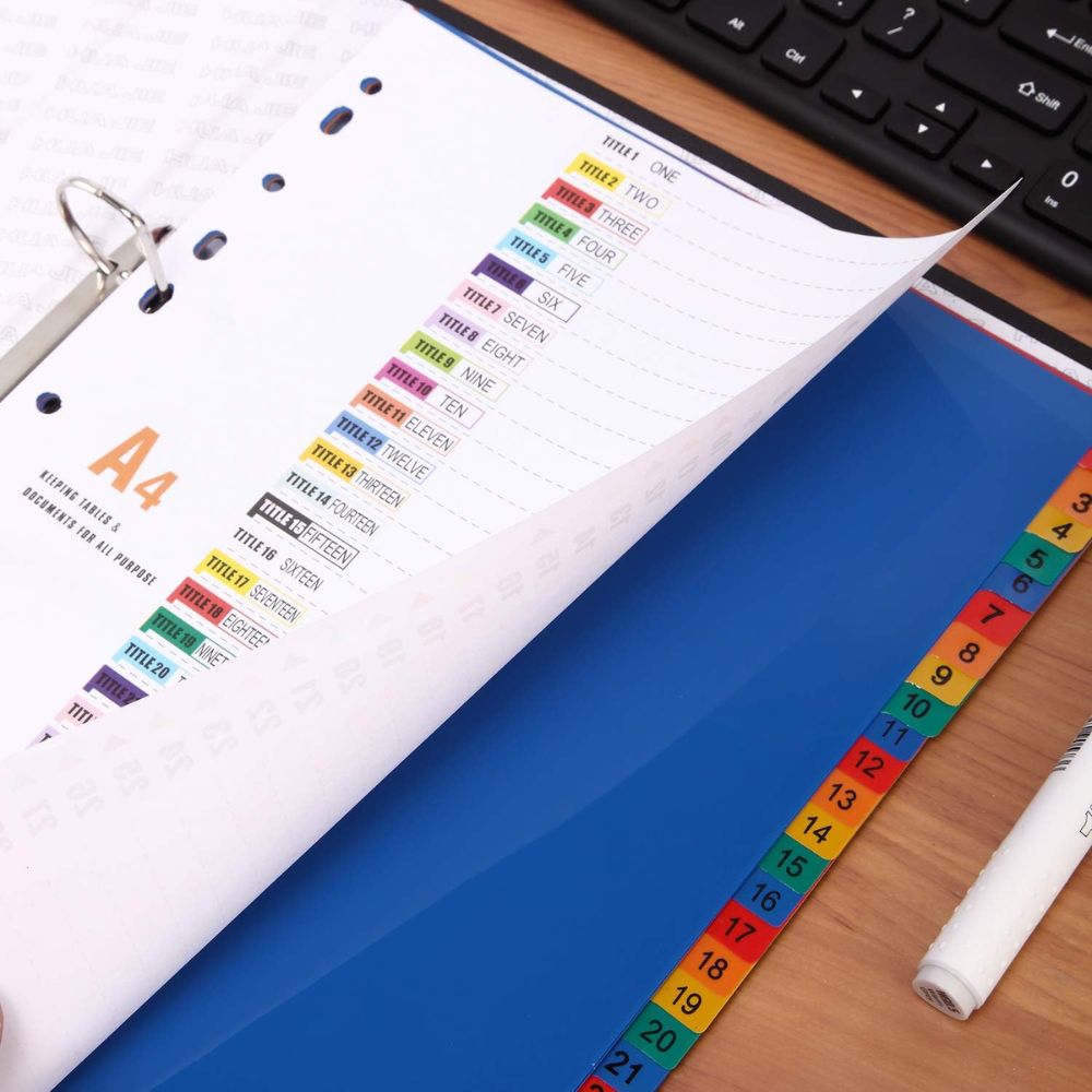 File Separators / A4 File Dividers Pvc Multi Colours 1 To 31– Marina ...