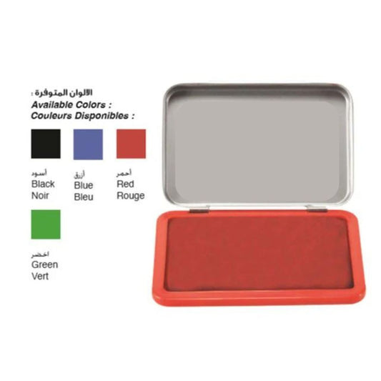 Stamp Pad 14X10 cm Metal Case Blue, Black, Red, Green