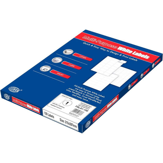 A4 Size Sticker Sheets White 210x297mm (Pack Of 100 Sheets)