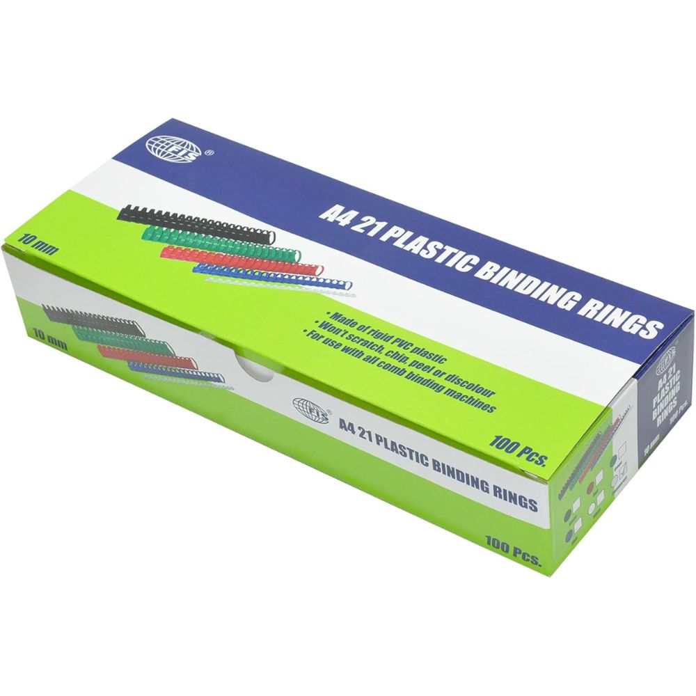 Plastic Binding Rings 10mm - Black, Box of 100 | Marina Stationers