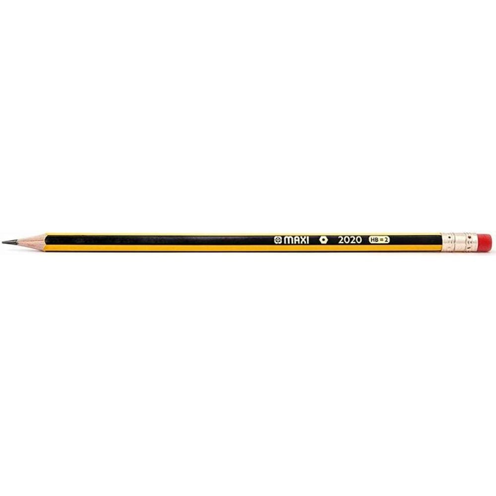 MAXI Classic Hexagonal Graphite Pencil HB With Rubber Tip Pack Of 12